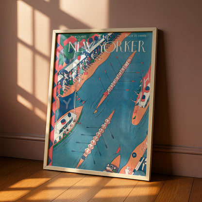 The New Yorker 1927 Rowing Race Cover Poster, Vintage Art Deco Wall Art Print