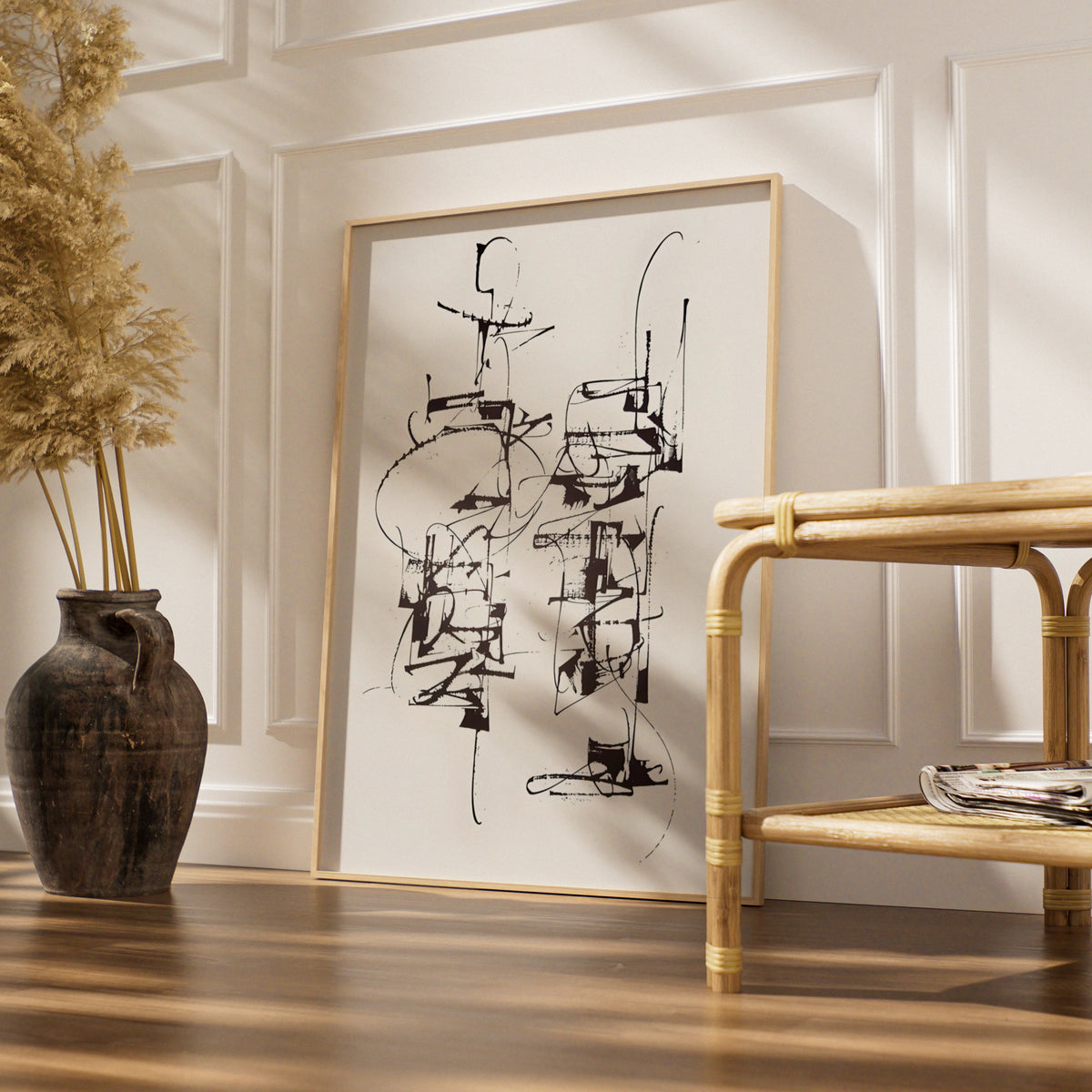 Abstract Monochrome Wall Art, Black and White Gestural Print, Modern Contemporary Poster