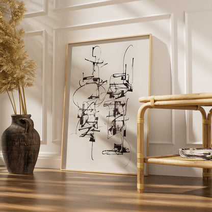 Abstract Monochrome Wall Art, Black and White Gestural Print, Modern Contemporary Poster
