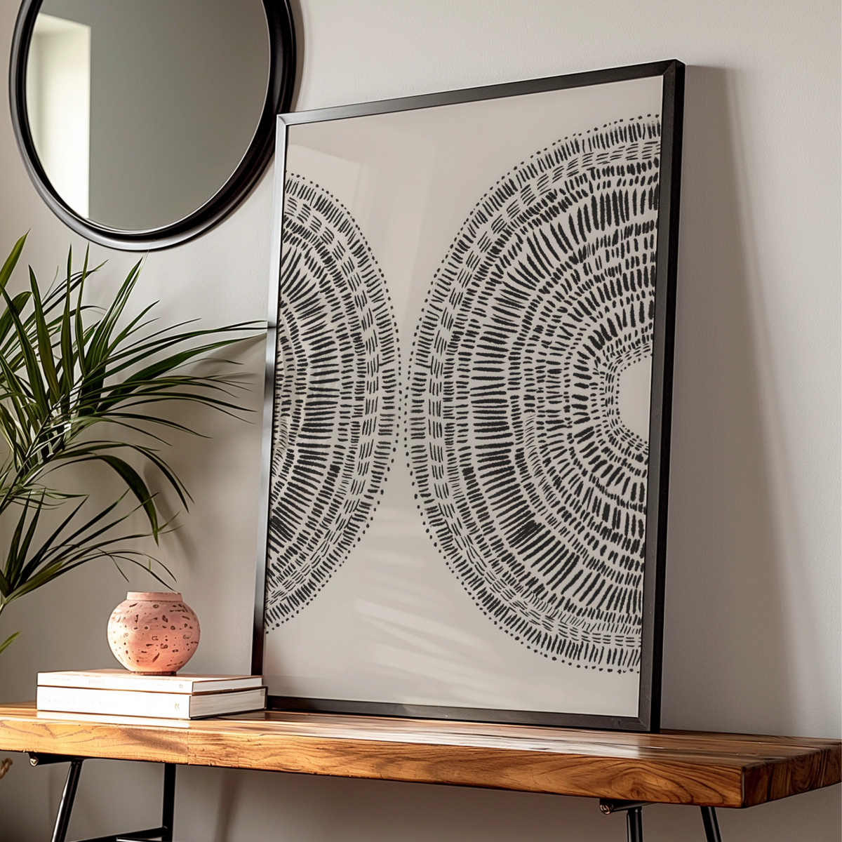 Abstract Circle Mark Making Print, Monochrome Wall Art, Neutral Modern Poster, Gallery Wall Decor