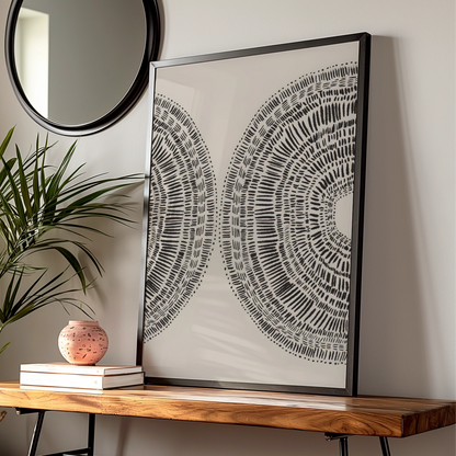 Abstract Circle Mark Making Print, Monochrome Wall Art, Neutral Modern Poster, Gallery Wall Decor