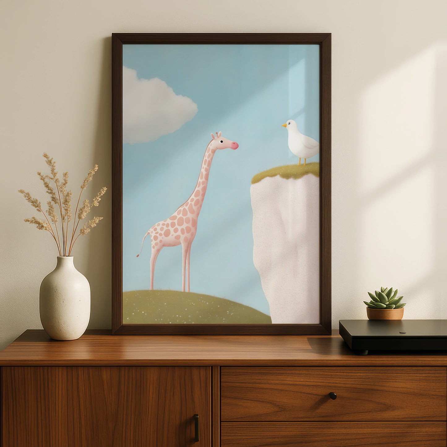 Giraffe Nursery Wall Art, Cute Animal Print, Baby Girl Poster, Pastel Kids Room Decor