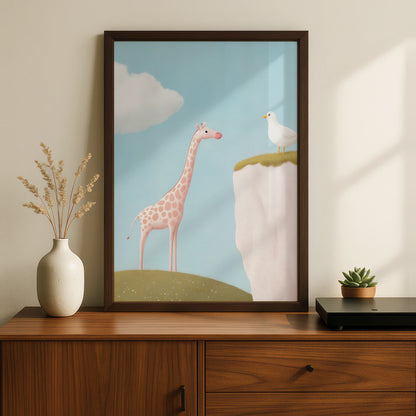 Giraffe Nursery Wall Art, Cute Animal Print, Baby Girl Poster, Pastel Kids Room Decor