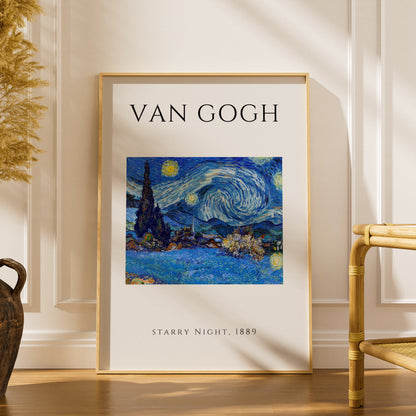 Van Gogh Starry Night Wall Art Print | Blue Swirling Sky Vintage Poster, Gallery Wall – product image 1