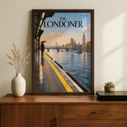 London Underground Poster, Big Ben Thames Wall Art, Mind the Gap Magazine Cover Art Print