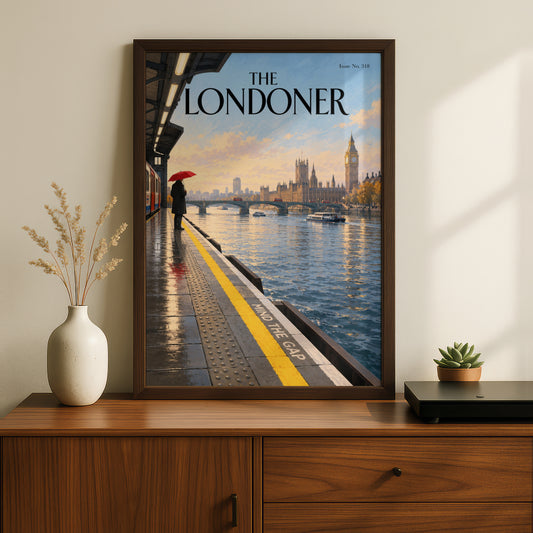 London Underground Poster, Big Ben Thames Wall Art, Mind the Gap Magazine Cover Art Print