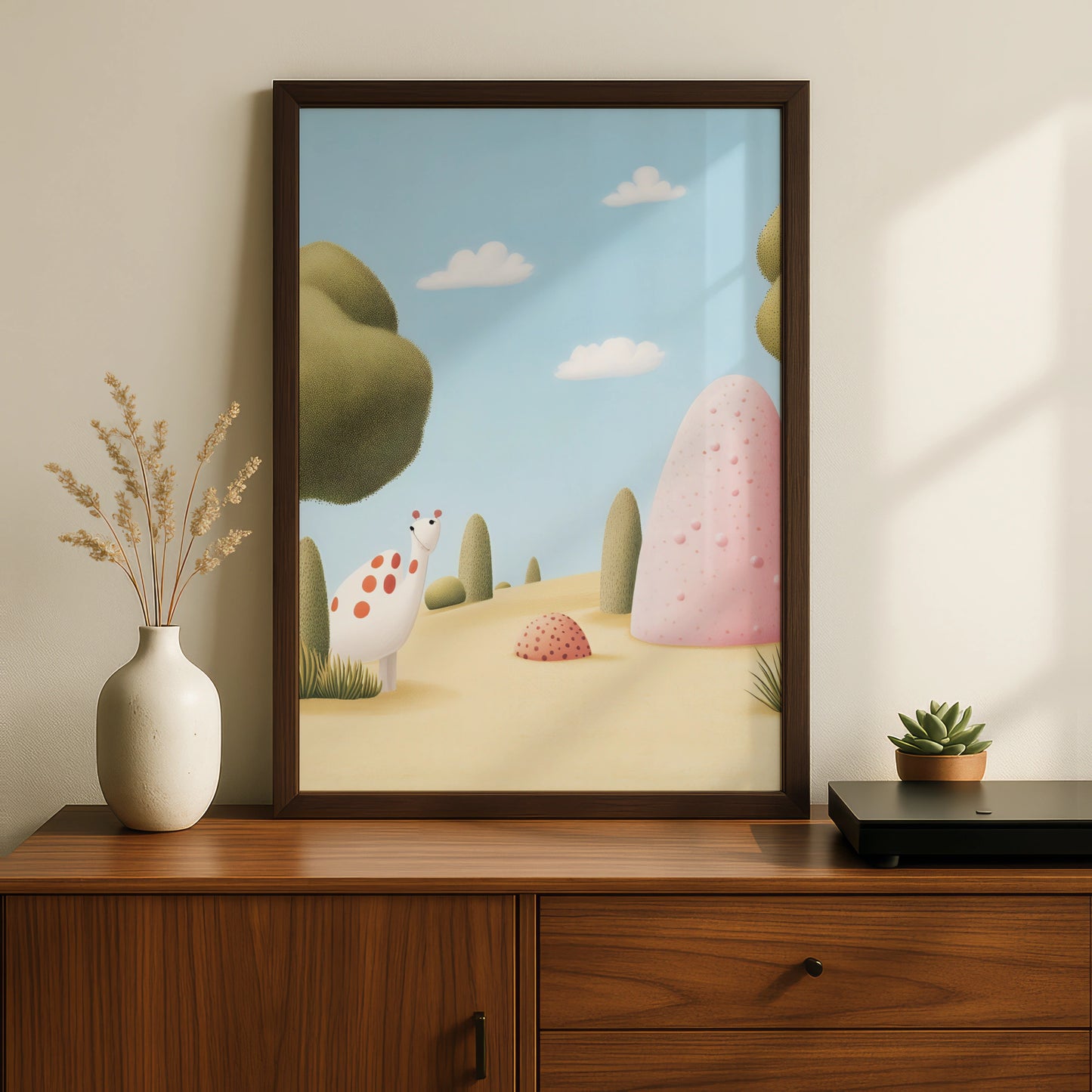 Cute Dinosaur Nursery Wall Art, Baby Dino Print, Kids Room Poster, Pastel Children Decor