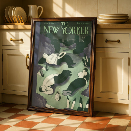 The New Yorker July 1926 Cover Poster, Vintage Art Deco Park Sleepers Wall Art