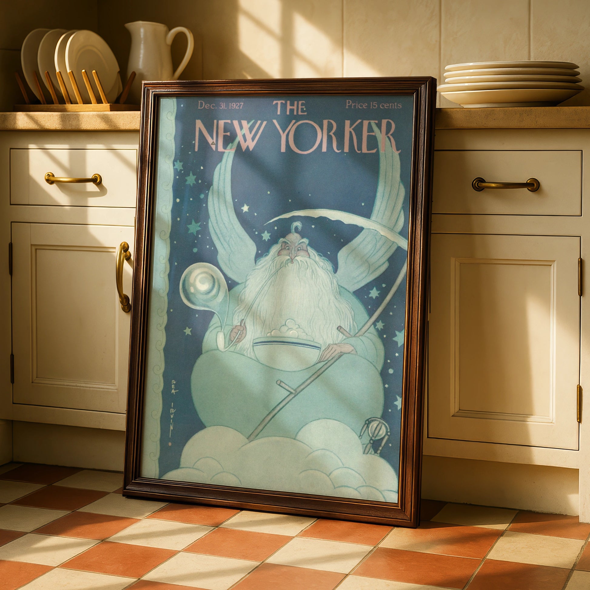 New Yorker Cover Dec 1927 Poster, Father Time New Year Art Print, Vintage Wall Art