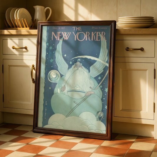 New Yorker Cover Dec 1927 Poster, Father Time New Year Art Print, Vintage Wall Art