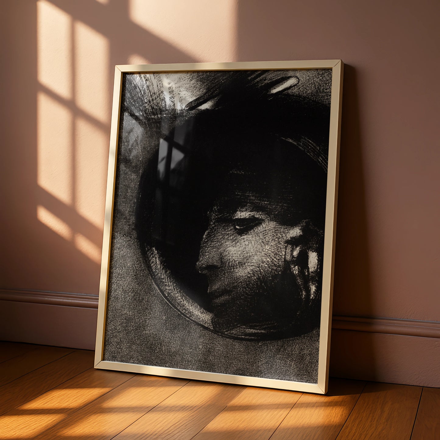 Dark Halloween Art Print, Spooky Black Gothic Face Poster, Occult Wall Art Decor