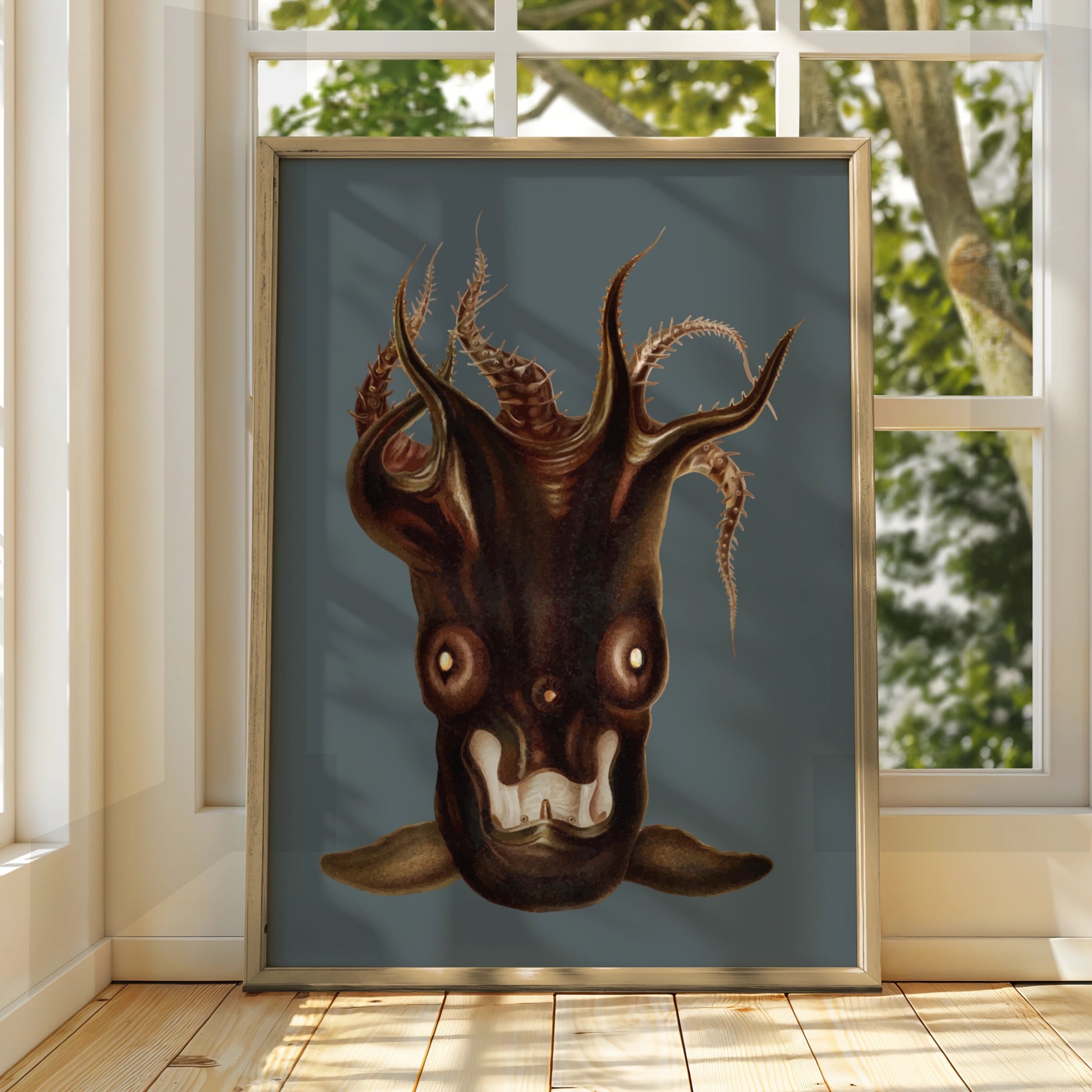 Halloween Dark Creature Poster, Horror Monster Wall Art, Spooky Demon Print, Gothic Occult Decor