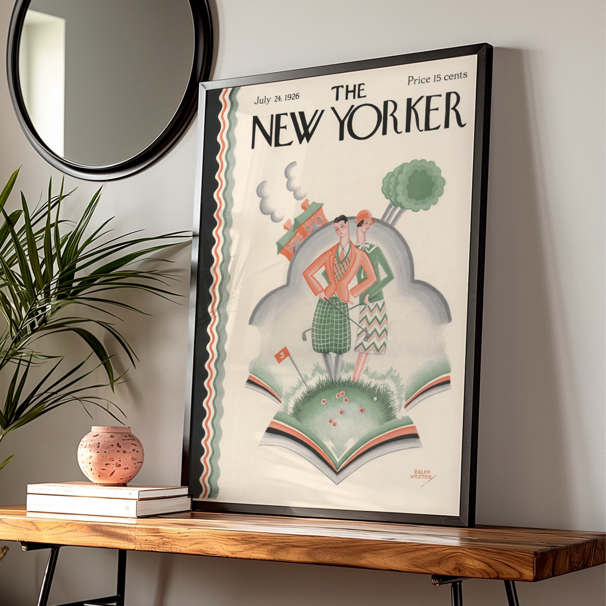 The New Yorker 1926 Golf Cover Poster, Art Deco Vintage Magazine Wall Art Print