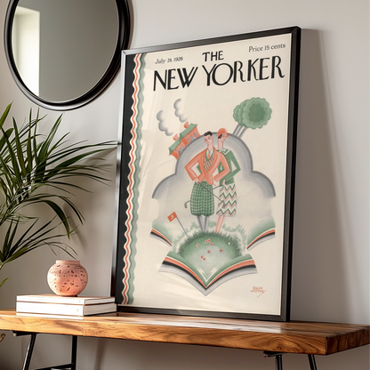 The New Yorker 1926 Golf Cover Poster, Art Deco Vintage Magazine Wall Art Print