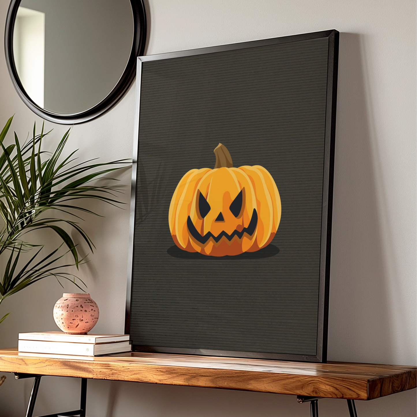 Halloween Pumpkin Jack O Lantern Poster, Spooky Orange Wall Art, Dark Halloween Decor Print