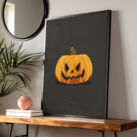 Halloween Pumpkin Jack O Lantern Poster, Spooky Orange Wall Art, Dark Halloween Decor Print