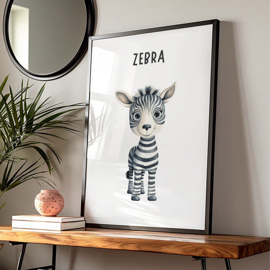 Zebra Nursery Wall Art, Baby Animal Poster, Kids Room Print, Safari Decor