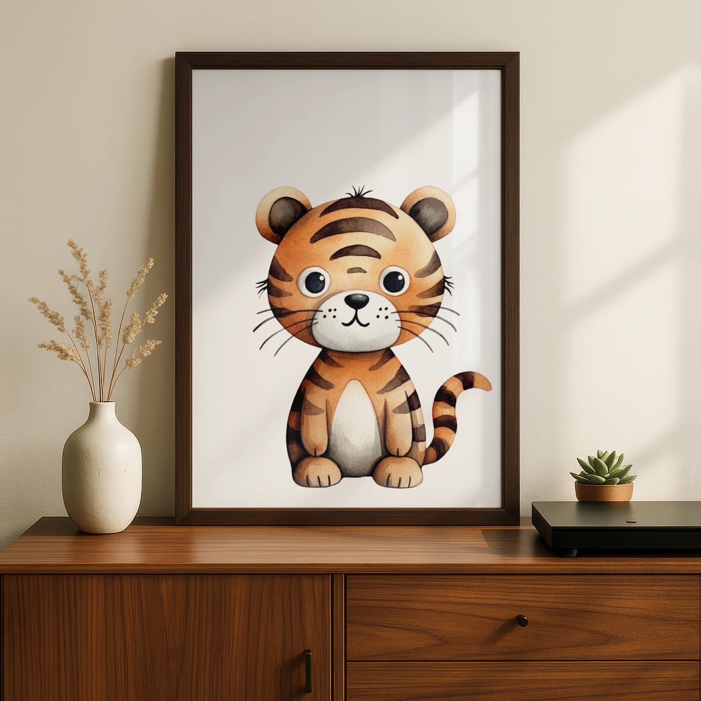 Cute Tiger Nursery Wall Art, Baby Animal Poster, Kids Room Watercolour Print, Safari Decor