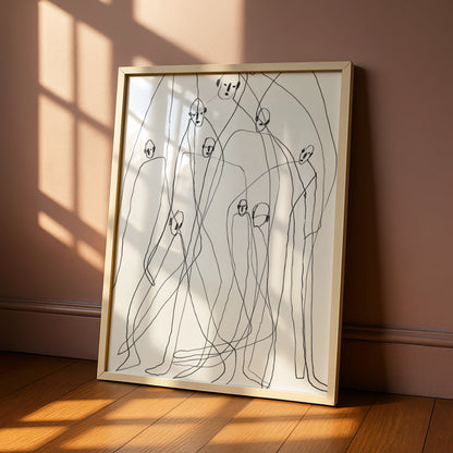 Abstract Figure Drawing, Monochrome Wall Art, Black and White Line Art Poster, Modern Print