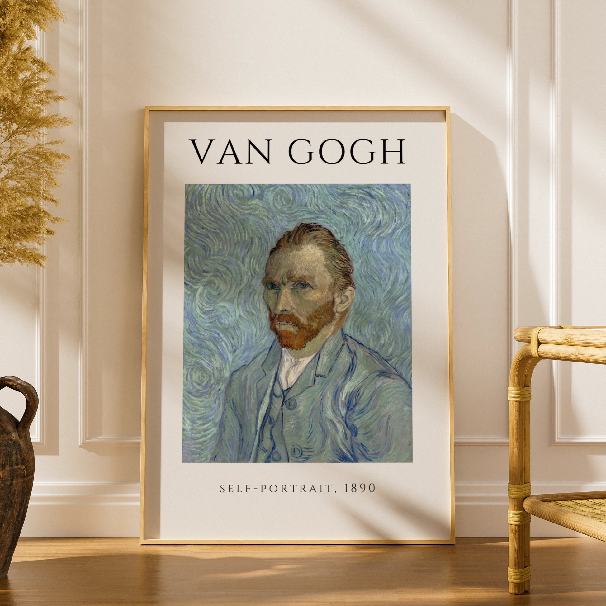 Van Gogh Self Portrait 1890 Wall Art Print | Blue Post-Impressionist Poster – product image 1