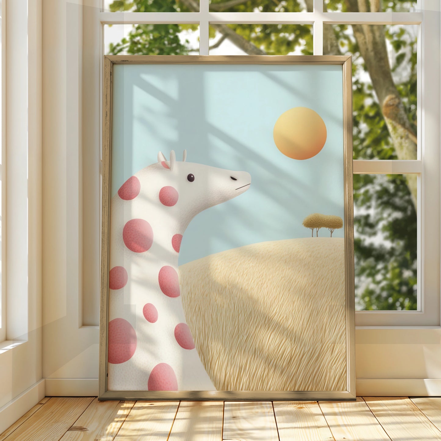 Giraffe Nursery Wall Art, Cute Baby Animal Print, Pastel Kids Room Poster, Whimsical Safari Decor