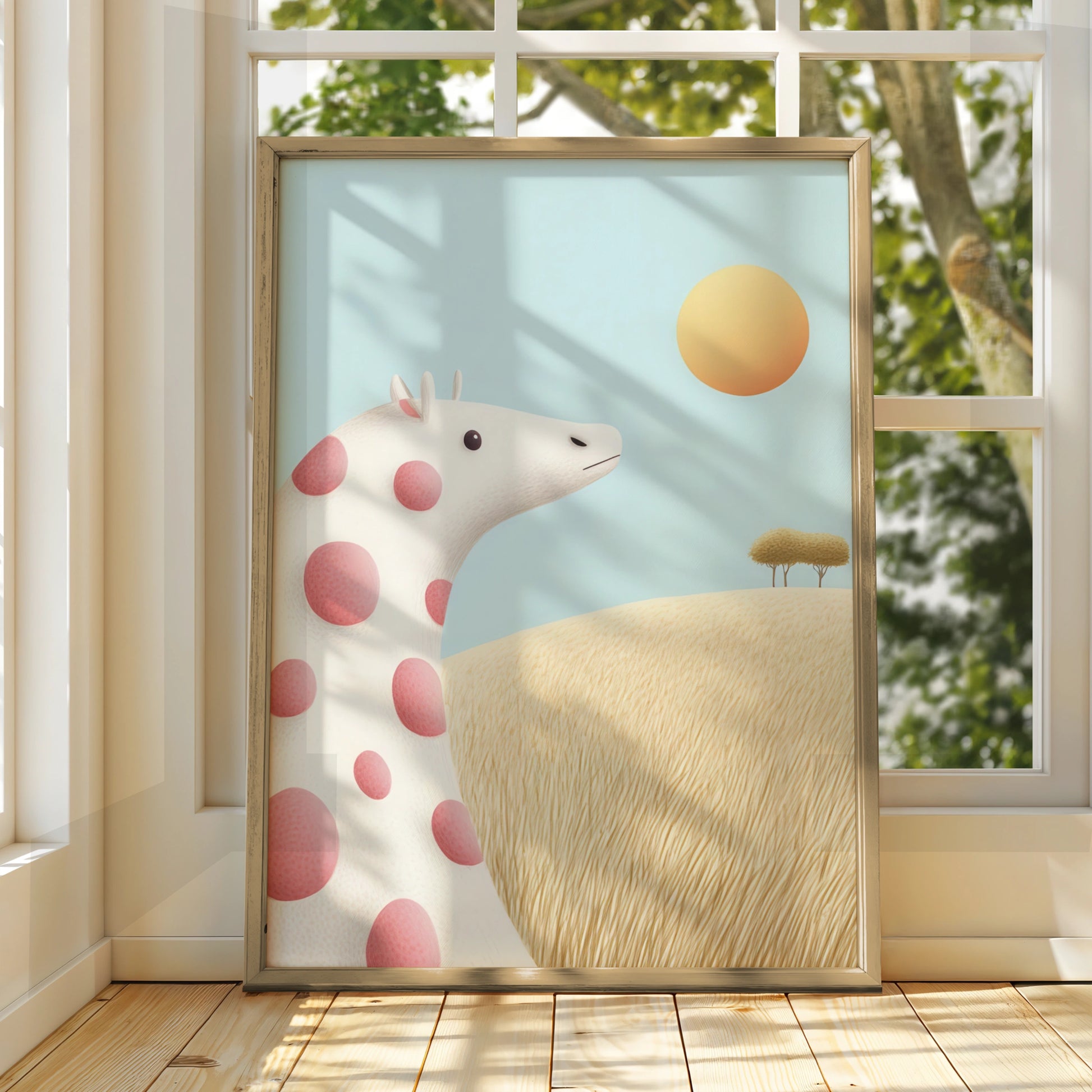Giraffe Nursery Wall Art, Cute Baby Animal Print, Pastel Kids Room Poster, Whimsical Safari Decor