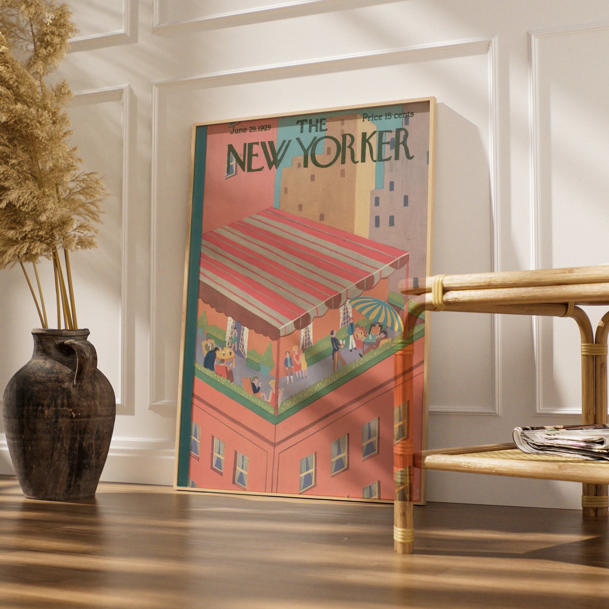 The New Yorker June 1929 Rooftop Party Poster, Vintage Art Deco NYC Wall Art Print