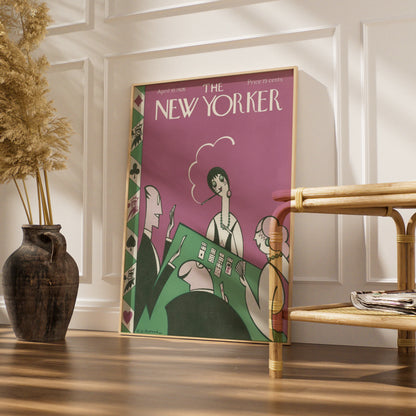 New Yorker 1926 Card Game Poster, Art Deco Flapper Wall Art, Vintage Magazine Cover Print