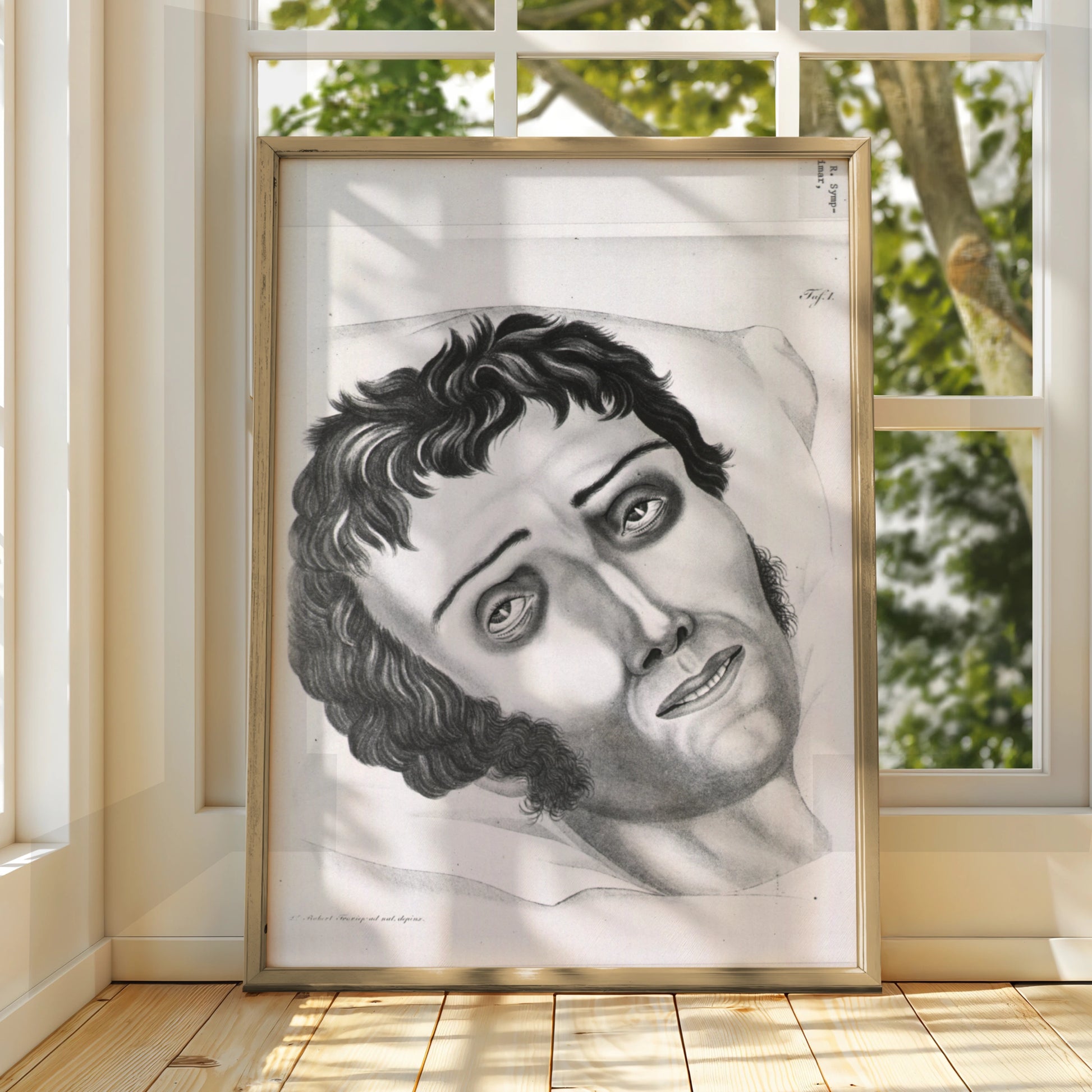 Creepy Vintage Medical Illustration Poster, Halloween Horror Wall Art, Gothic Face Print