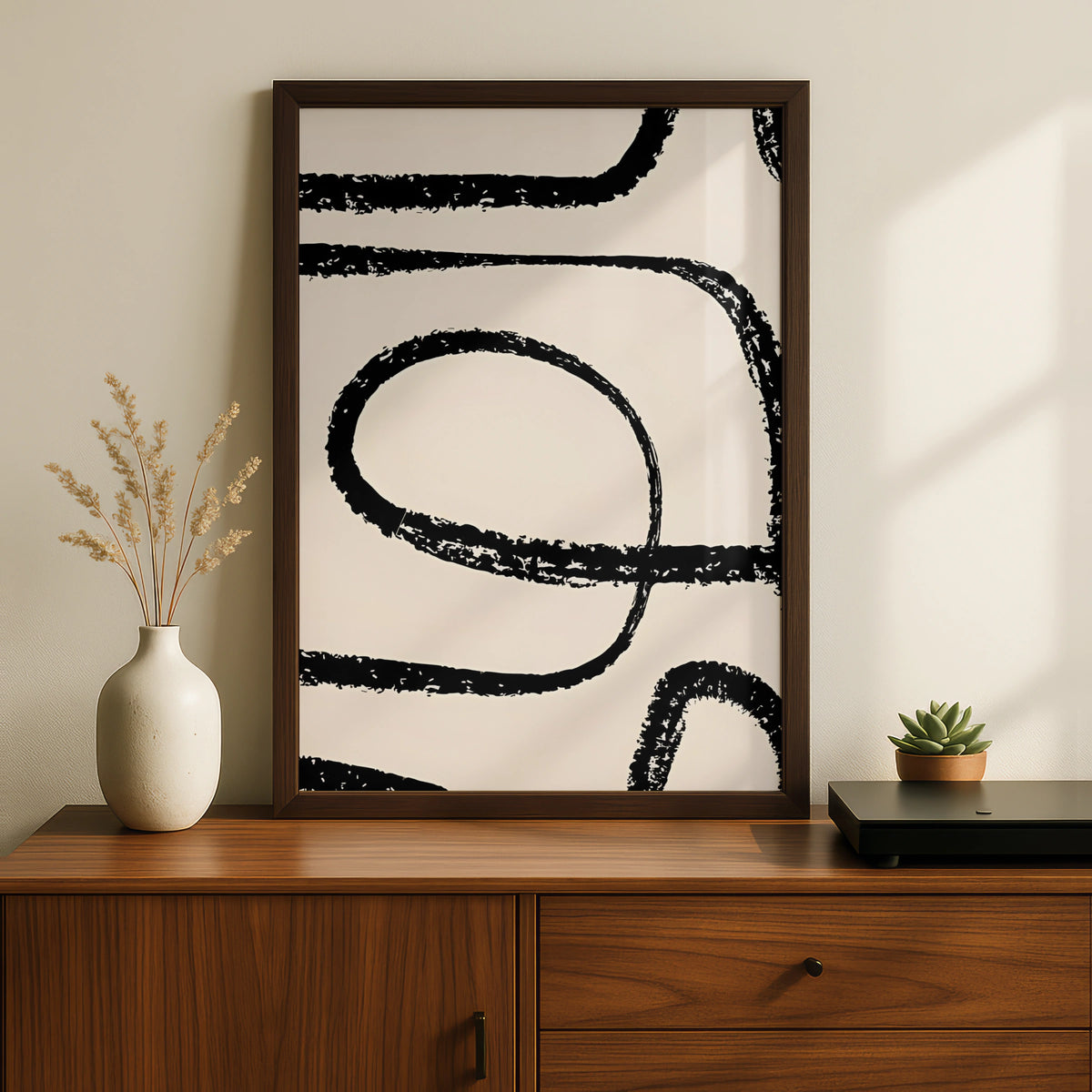 Abstract Line Art Print, Monochrome Wall Art, Black and White Minimalist Poster, Modern Decor