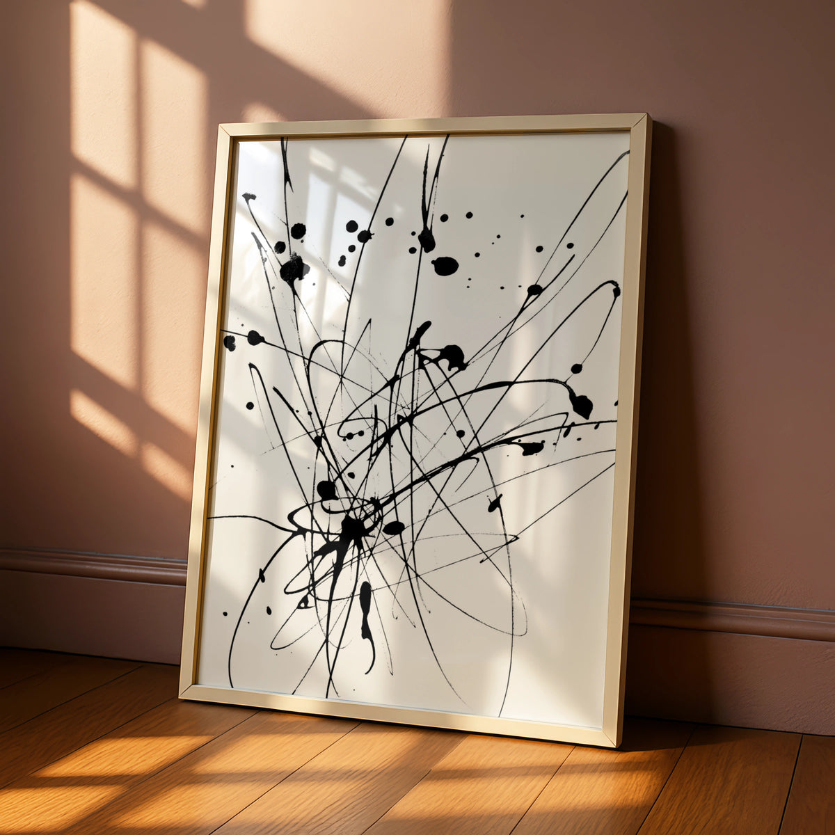 Ink Splatter Abstract Wall Art, Black and White Poster, Modern Monochrome Print