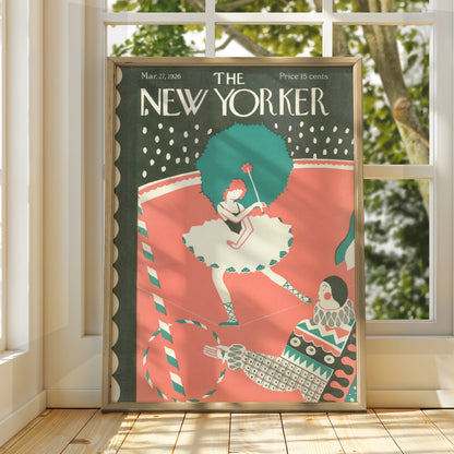 New Yorker 1926 Circus Poster, Vintage Tightrope Walker Art Print, Retro Wall Art
