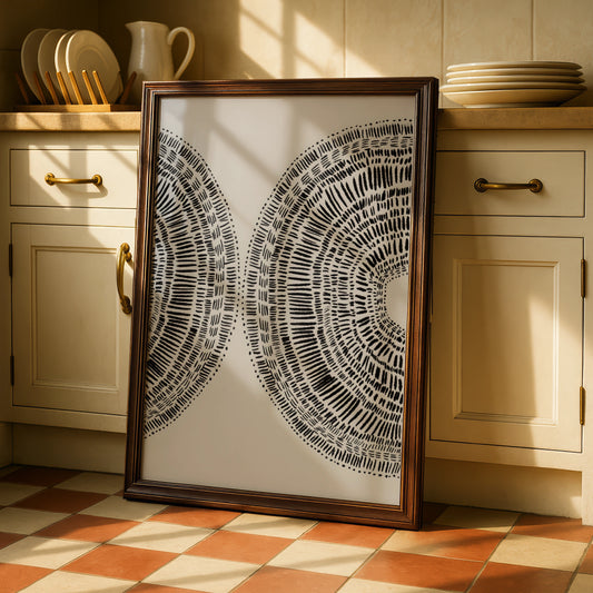 Abstract Circle Mark Making Print, Monochrome Wall Art, Neutral Modern Poster, Gallery Wall Decor