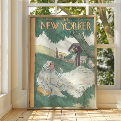 The New Yorker August 1927 Cover Poster, Vintage Picnic Art Print, Retro Wall Art