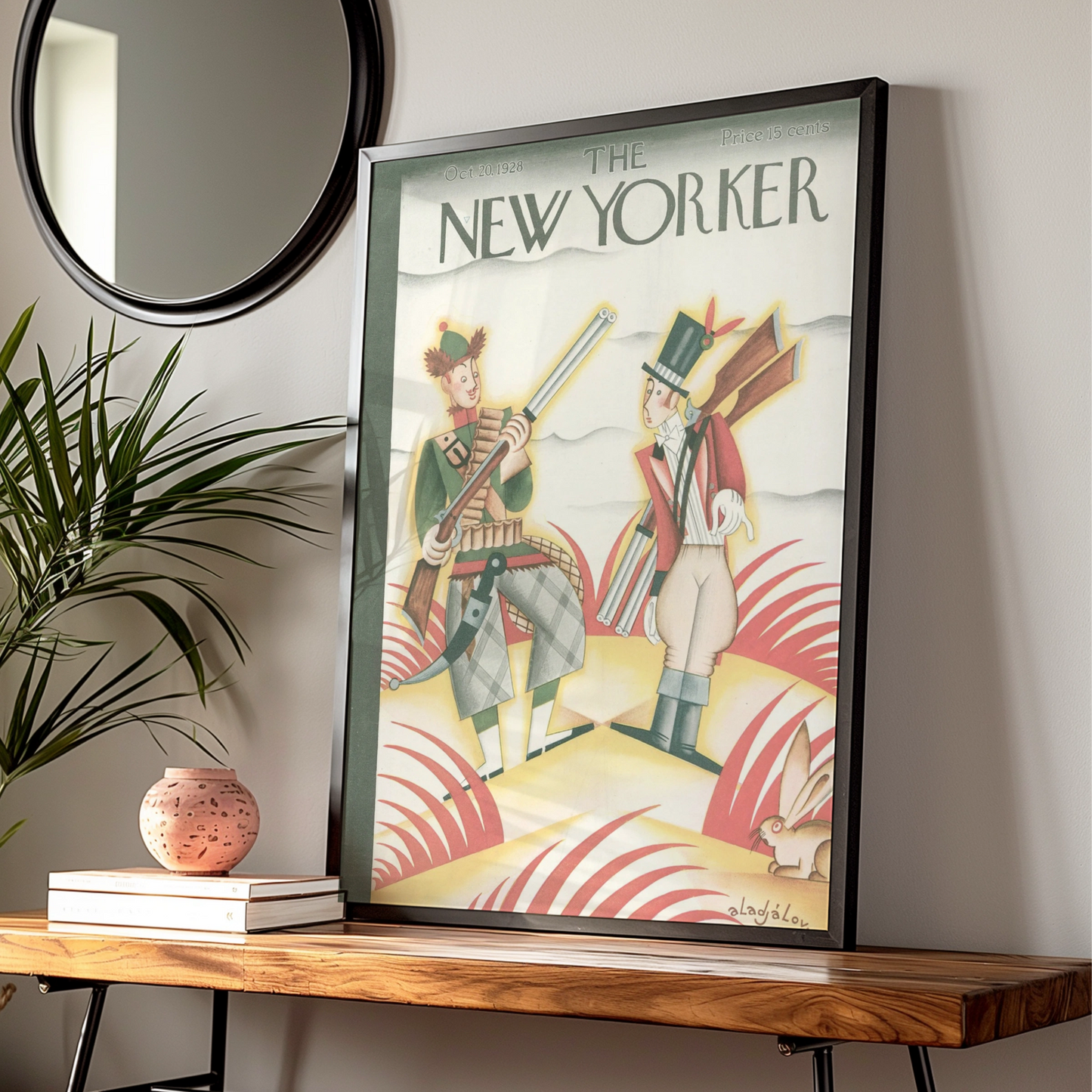New Yorker 1928 Cover Art Poster, Vintage Hunting Scene, Art Deco Wall Print