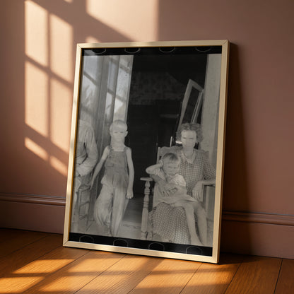 Vintage Depression Era Family Portrait Poster, 1930s Black and White Photography Print