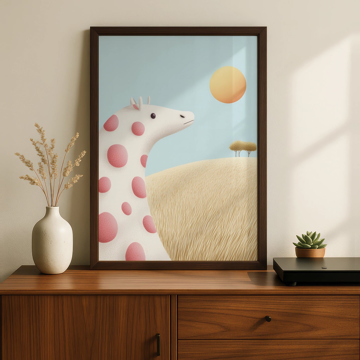 Giraffe Nursery Wall Art, Cute Baby Animal Print, Pastel Kids Room Poster, Whimsical Safari Decor