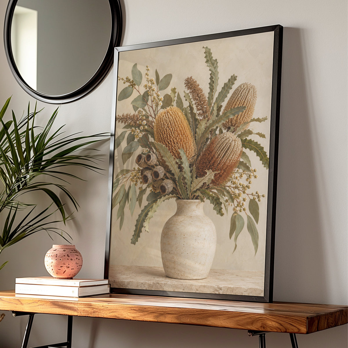 Australian Banksia Botanical Print, Native Flowers Wall Art, Eucalyptus Poster — Digital Download