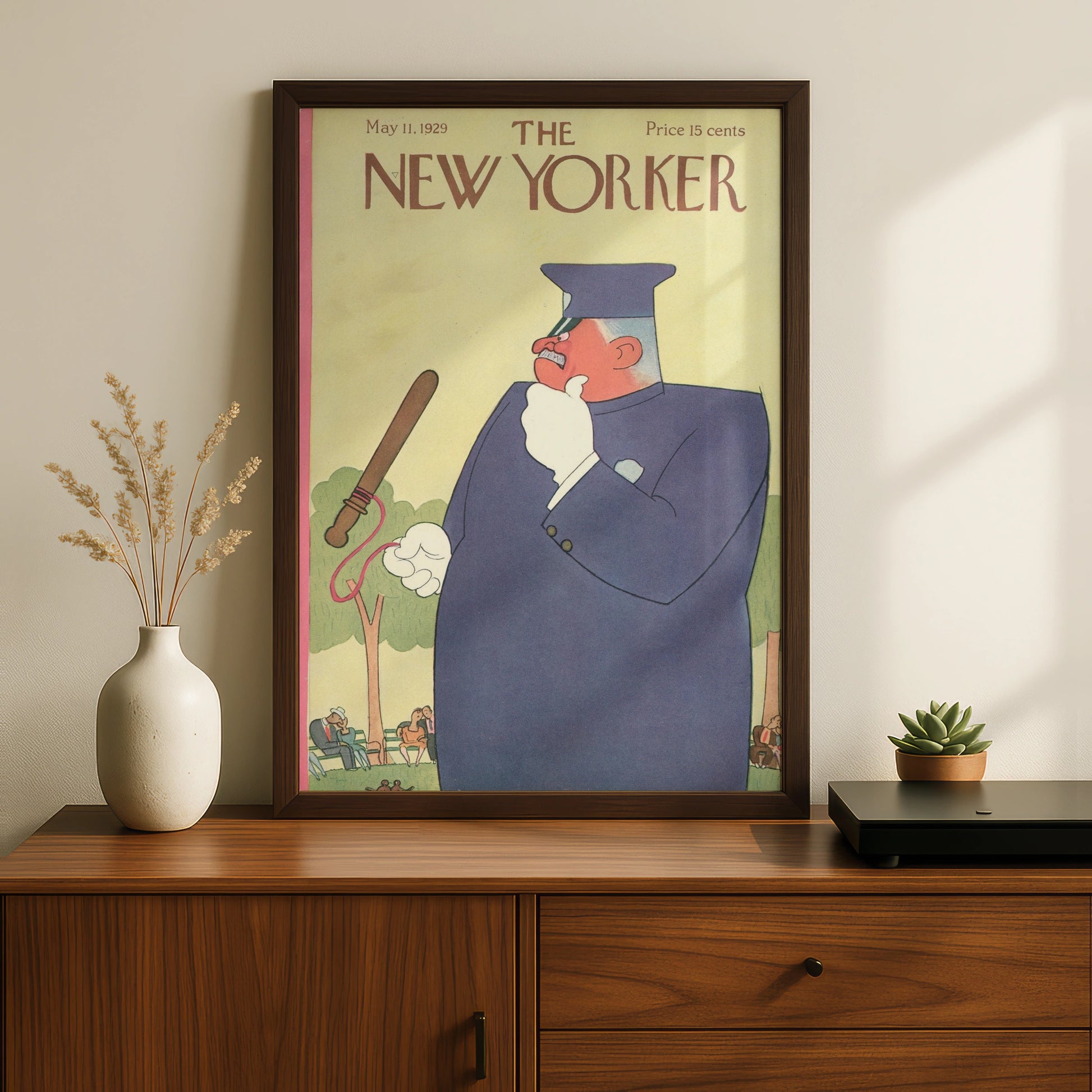 The New Yorker May 1929 Cover Poster, Vintage Police Officer Park Art Print