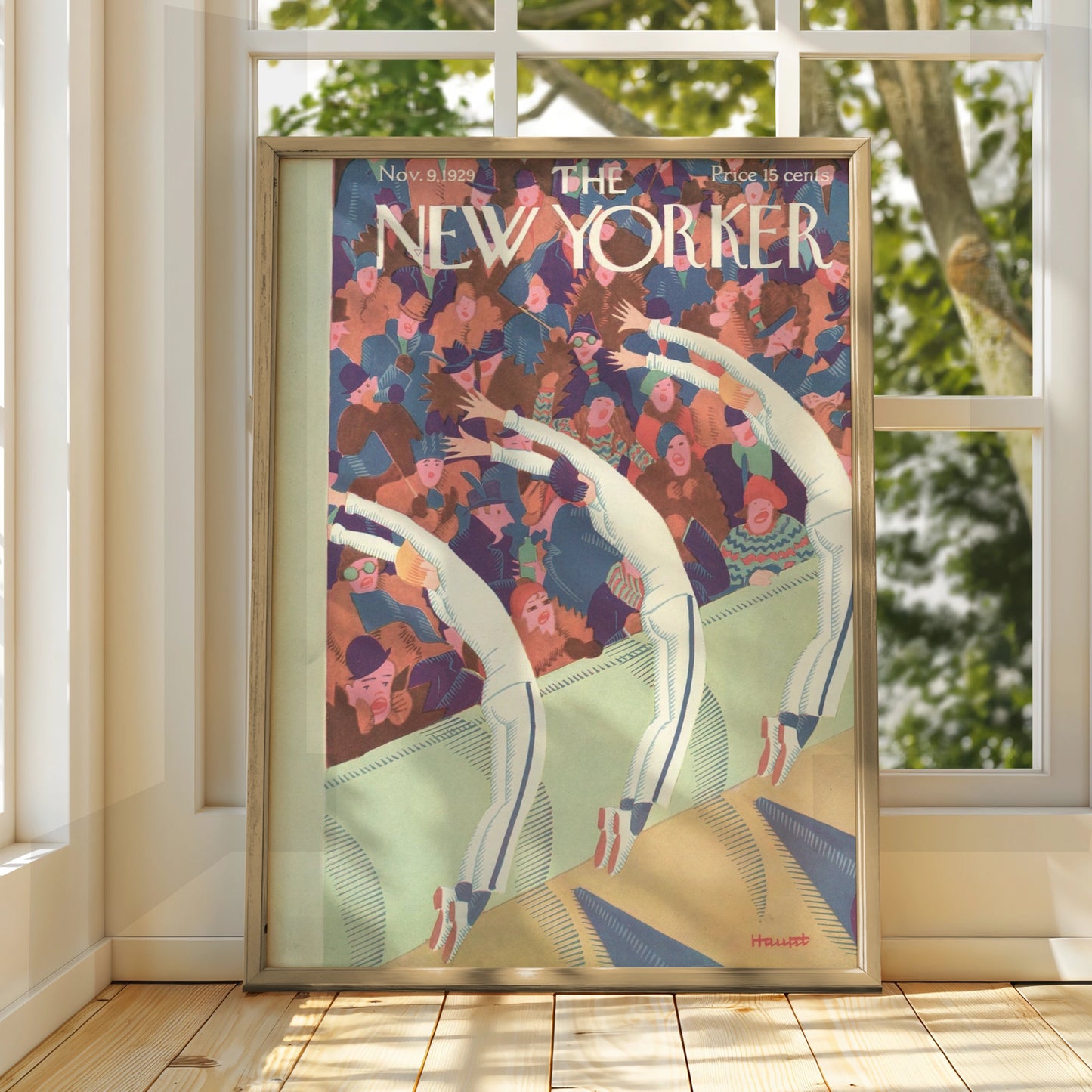 New Yorker 1929 Cover Poster, Vintage Art Deco Dancers, Crowd Scene Wall Art Print