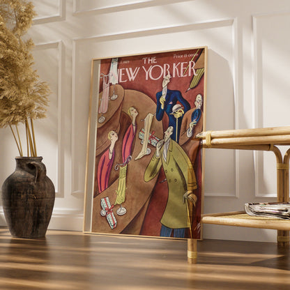 New Yorker 1929 Cover Poster, Art Deco Christmas Shopping Print, Vintage Magazine Wall Art
