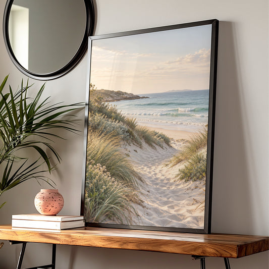 Australian Beach Dunes Print, Coastal Wall Art, Sandy Shore Landscape Poster, Ocean Sea Decor — Digital Download