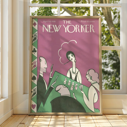 New Yorker 1926 Card Game Poster, Art Deco Flapper Wall Art, Vintage Magazine Cover Print