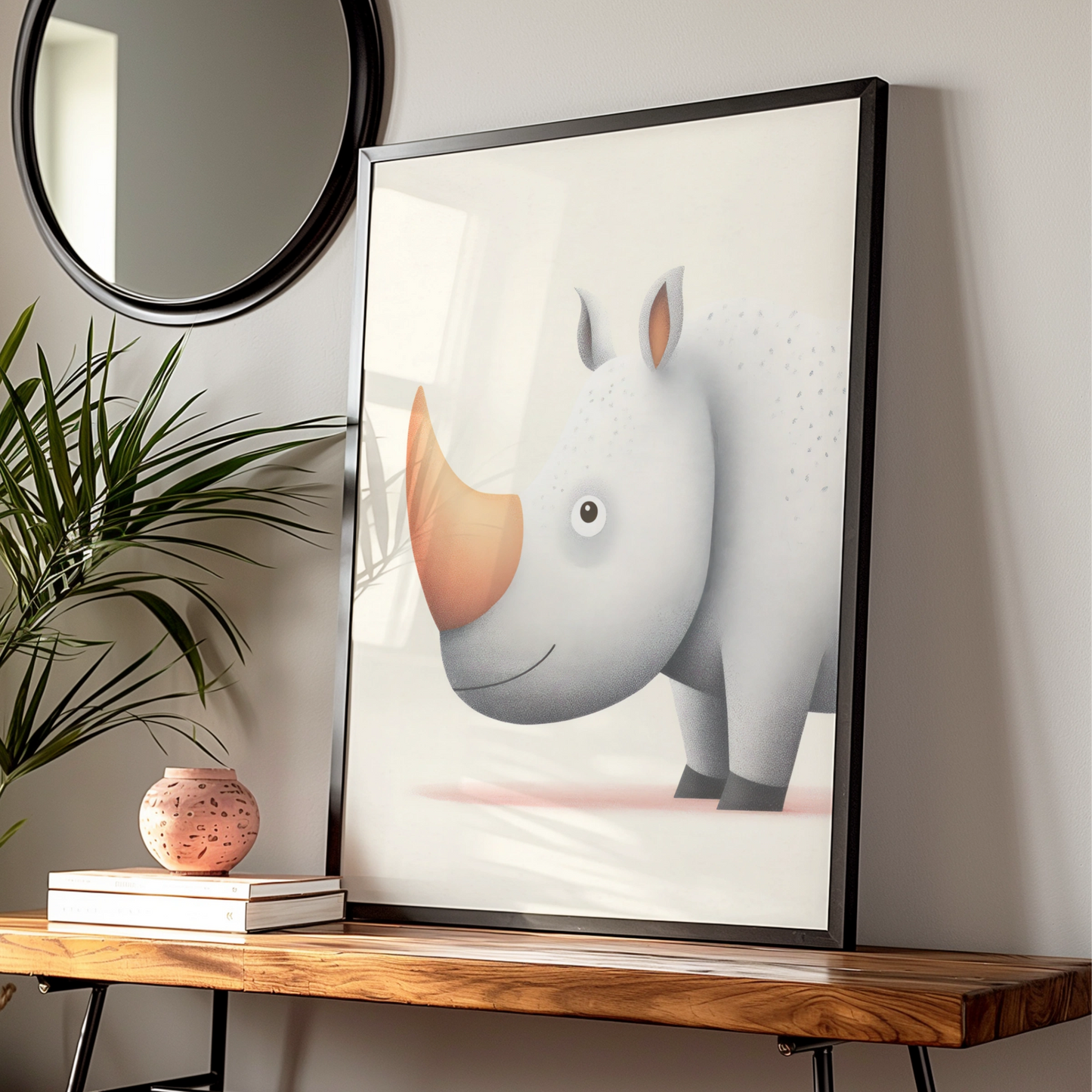 Cute Rhino Nursery Wall Art, Safari Animal Print, Kids Room Poster, Baby Shower Gift