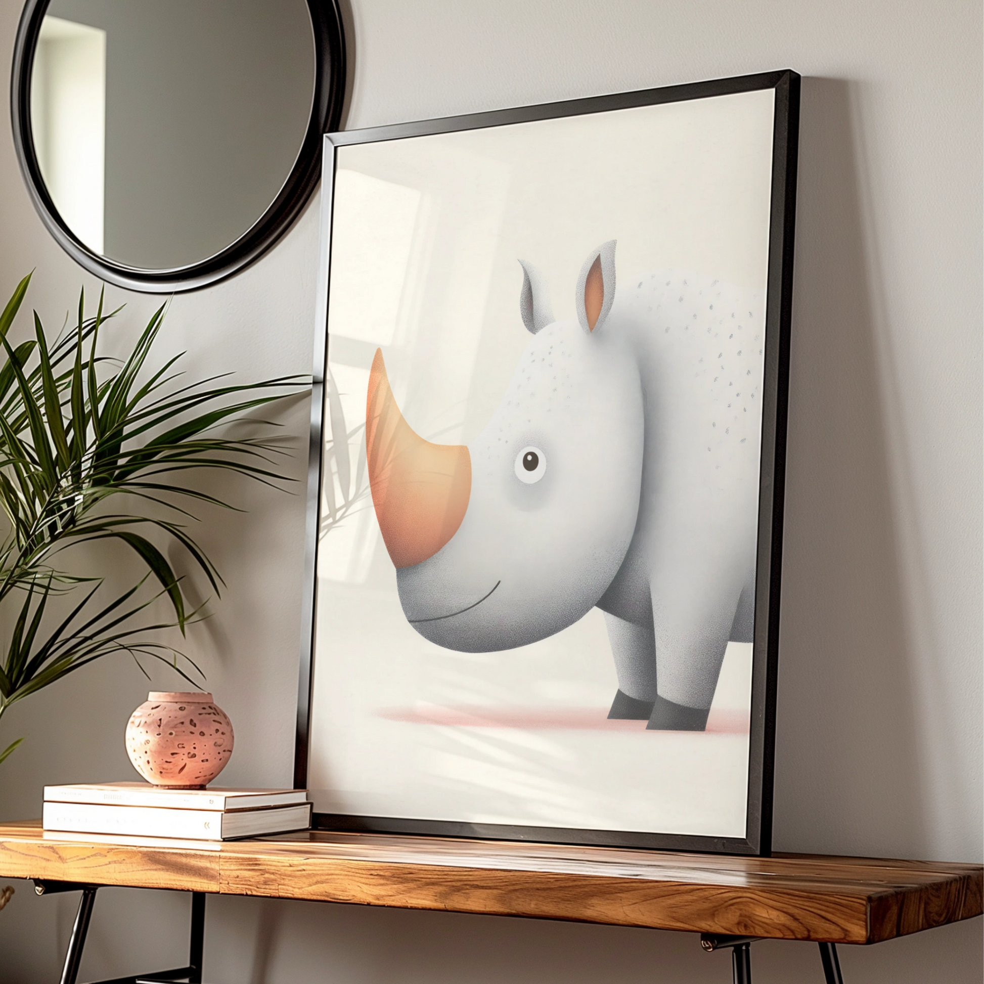 Cute Rhino Nursery Wall Art, Safari Animal Print, Kids Room Poster, Baby Shower Gift