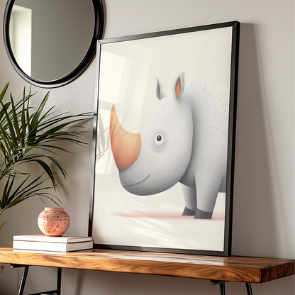 Cute Rhino Nursery Wall Art, Safari Animal Print, Kids Room Poster, Baby Shower Gift