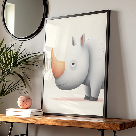 Cute Rhino Nursery Wall Art, Safari Animal Print, Kids Room Poster, Baby Shower Gift