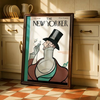 New Yorker Cover Feb 1926 Poster, Vintage Top Hat Dandy Art, Art Deco Wall Print