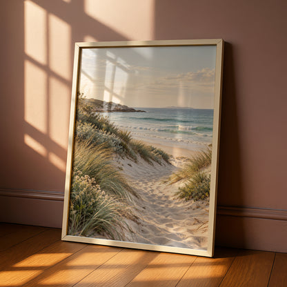 Australian Beach Dunes Print, Coastal Wall Art, Sandy Shore Landscape Poster, Ocean Sea Decor