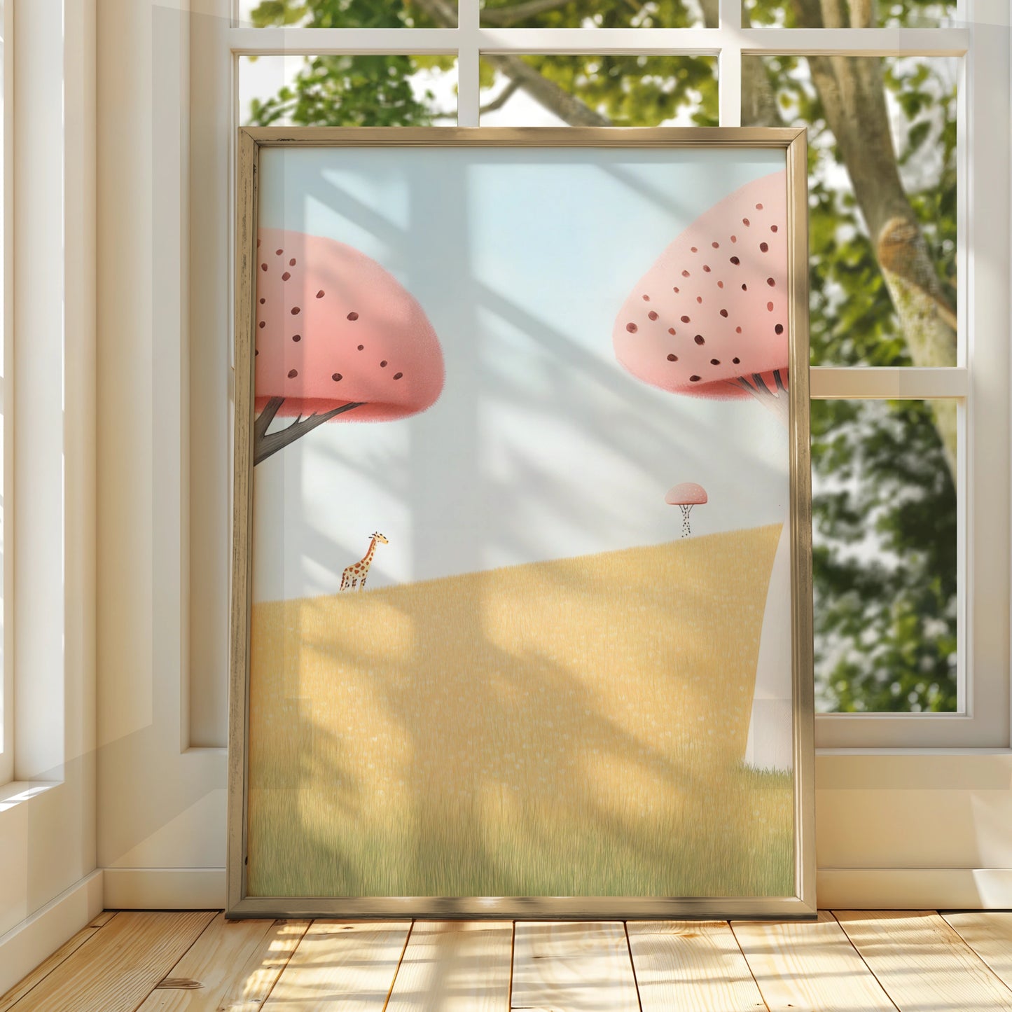 Giraffe Nursery Wall Art, Pastel Safari Print, Kids Room Poster, Baby Animal Decor
